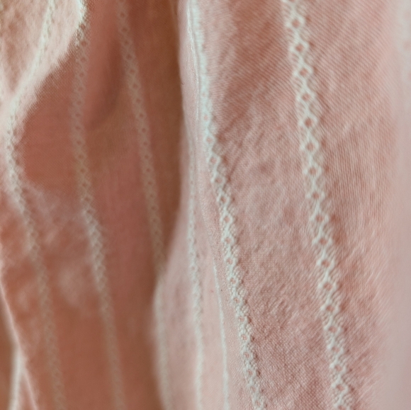 Time and Tru Pink White Stripe Women's Puff Long Sleeve Cotton Top XL (16-18) - Picture 6 of 10